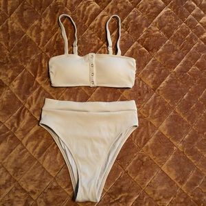 Aerie Ribbed tan bikini. S top & size M bottom